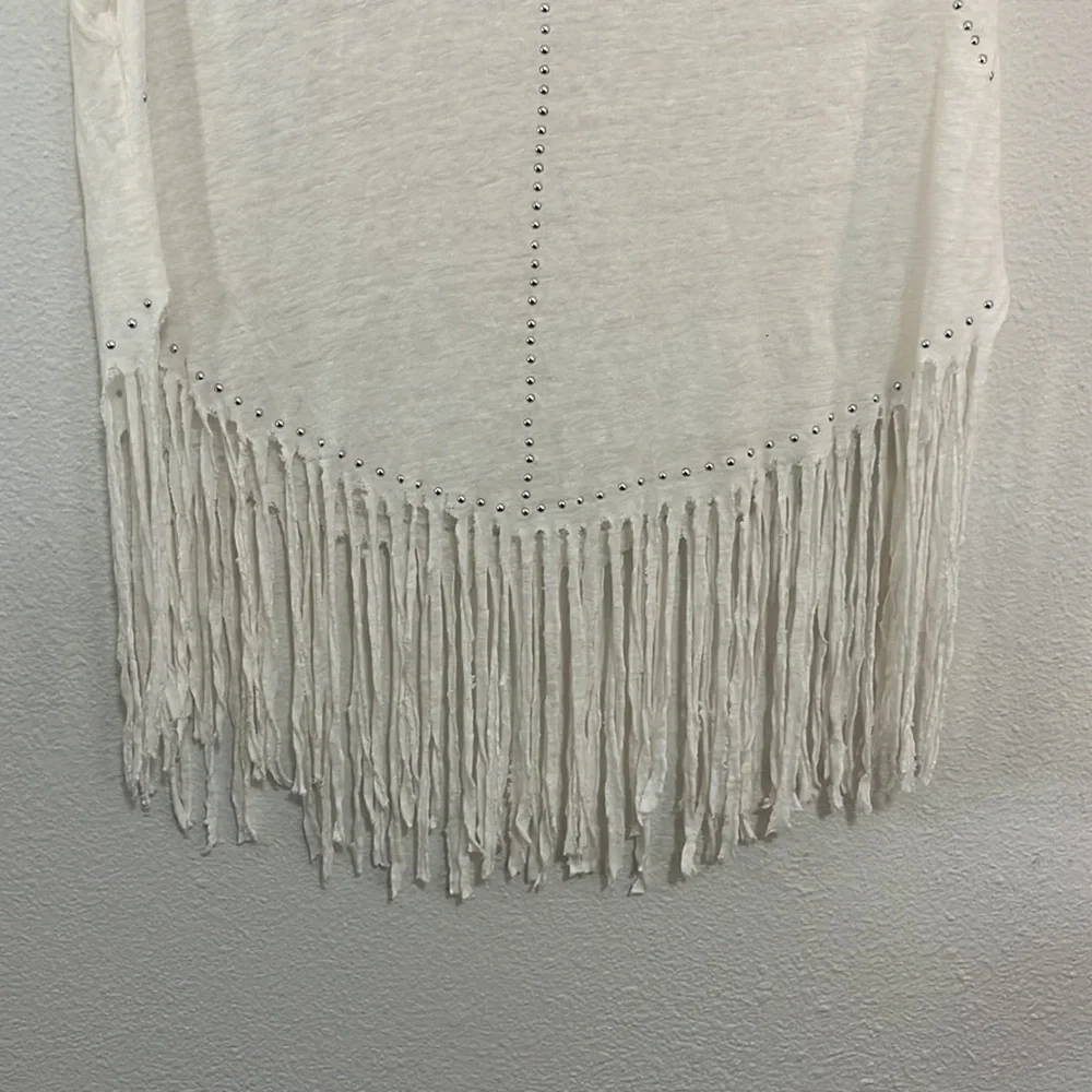Rebecca Minkoff white fray and silver studded tank size small - Picture 4 of 5